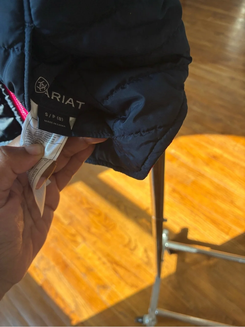 Ariat Navy Quilted Vest with Pink Trim